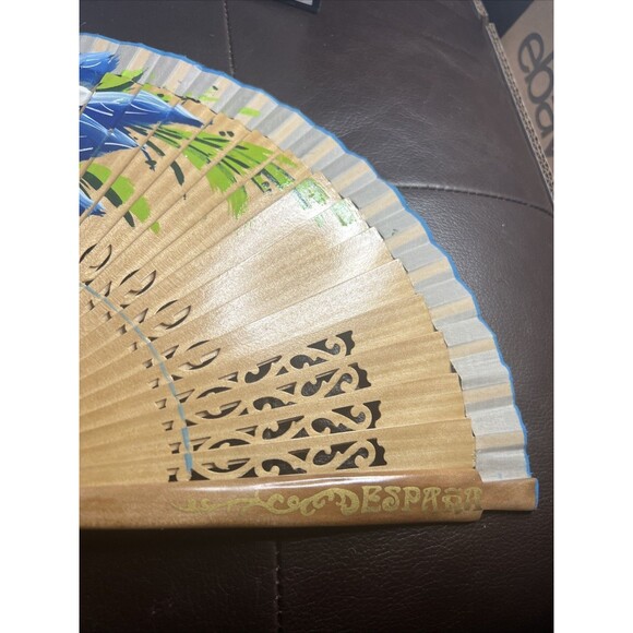Spanish Hand Painted Wooden Folding Fan Decorative Accessory Espana NWT Abanico - Picture 5 of 9